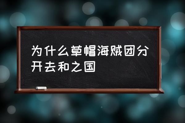 《海贼王》为啥草帽海贼团 为什么草帽海贼团分开去和之国