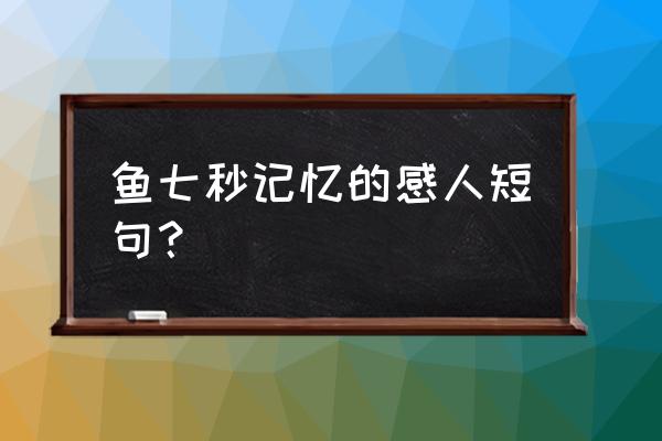 鱼七秒钟的记忆的美句 鱼七秒记忆的感人短句？