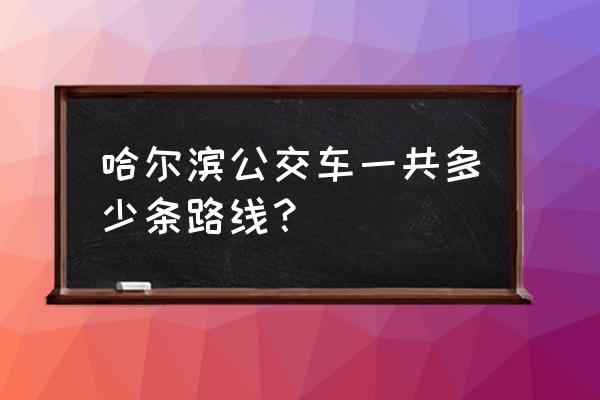 哈尔滨公交线路 哈尔滨公交车一共多少条路线？