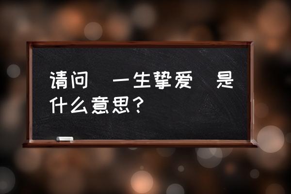 一生挚爱是什么意思 请问(一生挚爱)是什么意思？