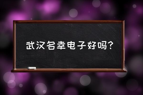 武汉名幸电子怎么样 武汉名幸电子好吗？