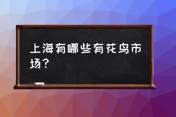 上海大型花鸟市场 上海有哪些有花鸟市场？