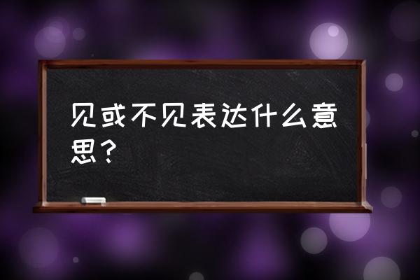 见或者不见表达了什么 见或不见表达什么意思？