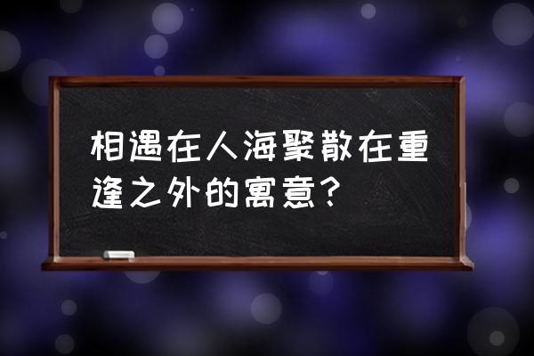 相遇在人海聚散在人海之外 相遇在人海聚散在重逢之外的寓意？