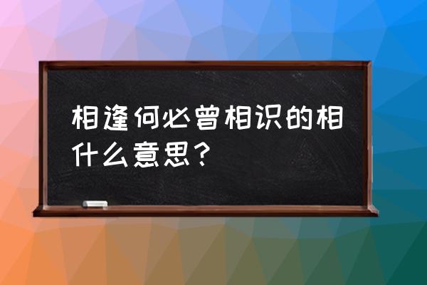 相逢何必相识啥意思 相逢何必曾相识的相什么意思？