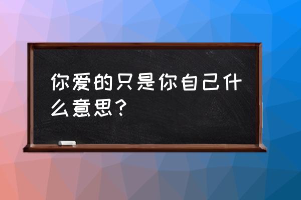 你爱的是你自己 你爱的只是你自己什么意思？