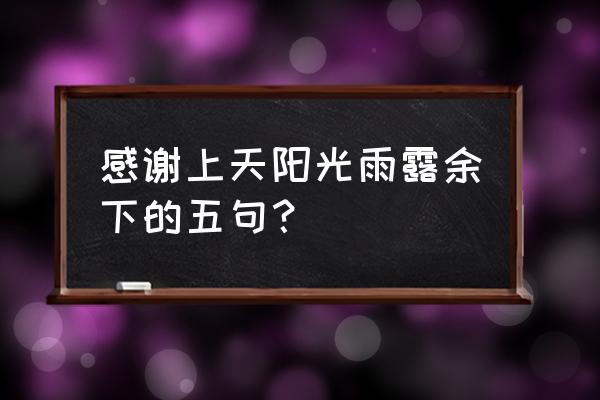 感谢天感谢地的说说 感谢上天阳光雨露余下的五句？