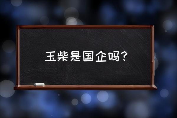 玉柴重工是国企吗 玉柴是国企吗？