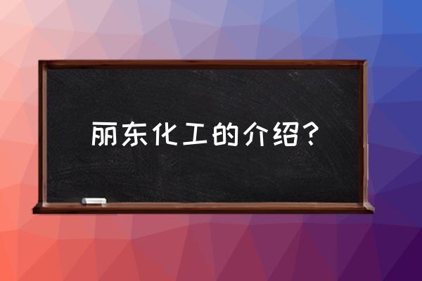 丽东化工是什么项目 丽东化工的介绍？