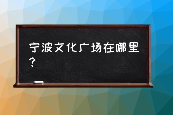 宁波文化广场地址 宁波文化广场在哪里？