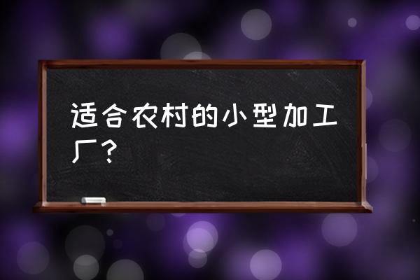 农村小型加工厂 适合农村的小型加工厂？