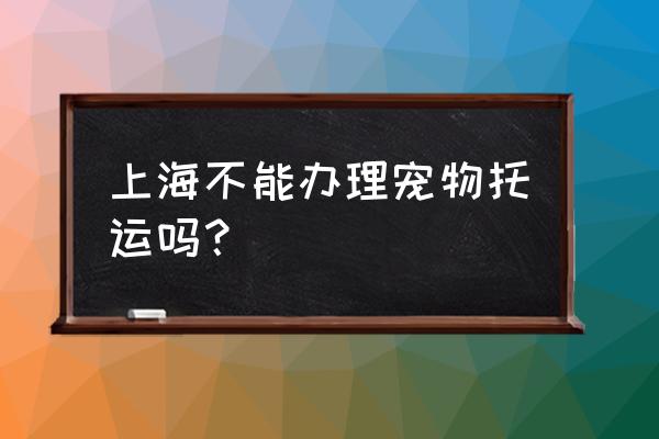 上海到昆明宠物托运 上海不能办理宠物托运吗？