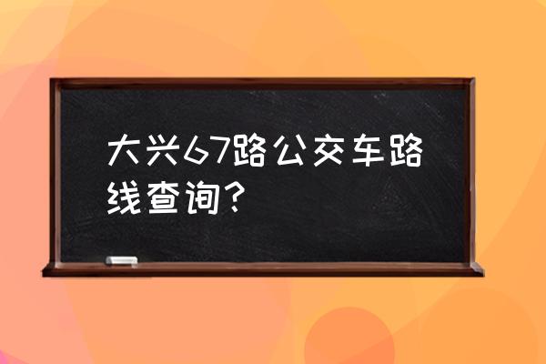 2021年大兴 福苑小区 大兴67路公交车路线查询？