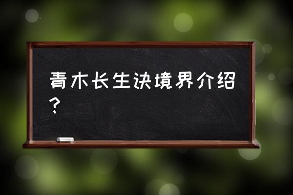 青木长生诀 青木长生诀境界介绍？