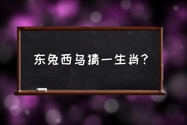 东兔西乌打一生肖 东兔西乌猜一生肖？