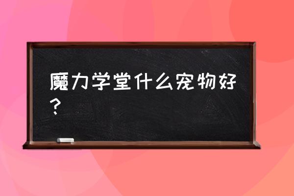 4399魔力学堂宠物 魔力学堂什么宠物好？