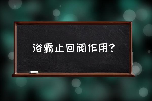 浴霸止回阀作用 浴霸止回阀作用？