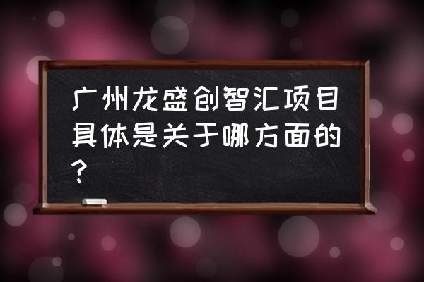 广州新一代项目 广州龙盛创智汇项目具体是关于哪方面的？