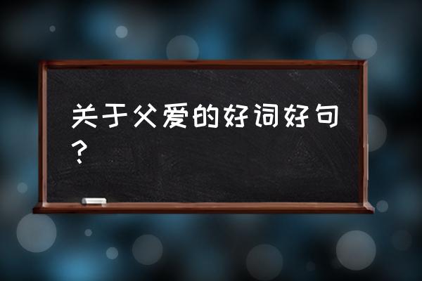 表达父爱最优美短句 关于父爱的好词好句？