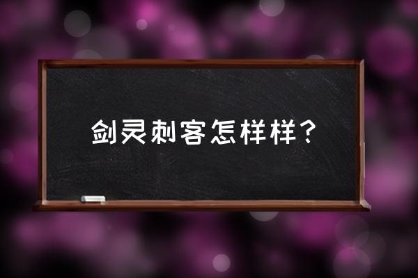 剑灵刺客暗影 剑灵刺客怎样样？