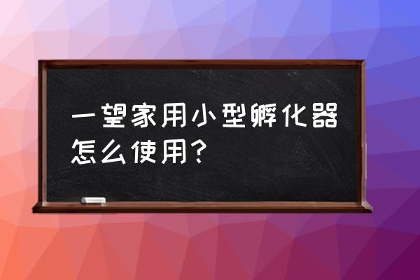 家用小型孵化器 一望家用小型孵化器怎么使用？