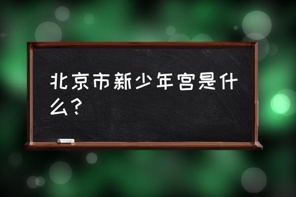 北京市东城区少年宫 北京市新少年宫是什么？