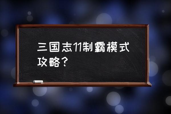 三国志11称霸模式攻略 三国志11制霸模式攻略？