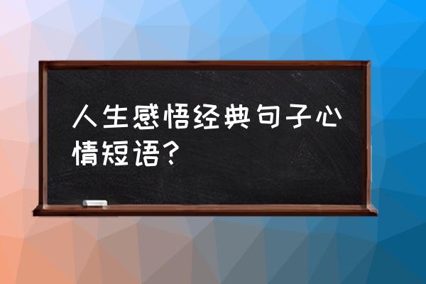 经典心情短语人生感悟 人生感悟经典句子心情短语？