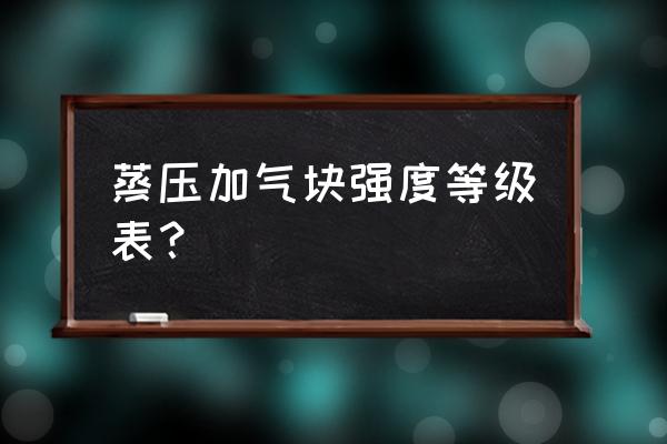 蒸压加气块产品标准 蒸压加气块强度等级表？