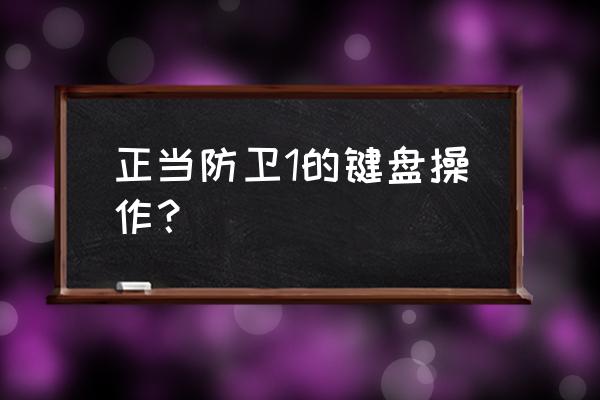 正当防卫1如何操作 正当防卫1的键盘操作？