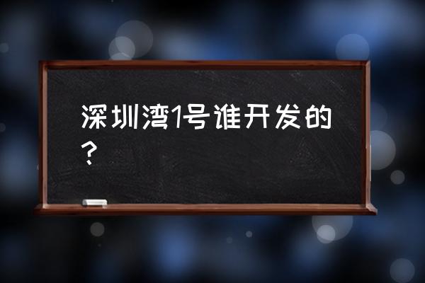 深圳湾一号6亿5000万 深圳湾1号谁开发的？