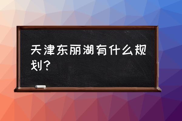 天津东丽湖最新规划 天津东丽湖有什么规划？