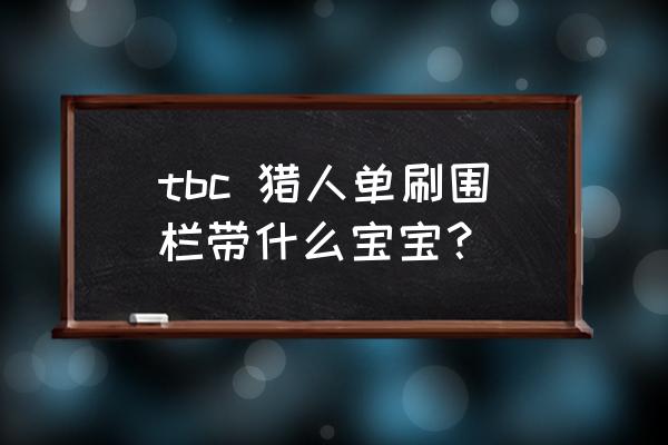 tbc猎人单刷带什么宝宝 tbc 猎人单刷围栏带什么宝宝？