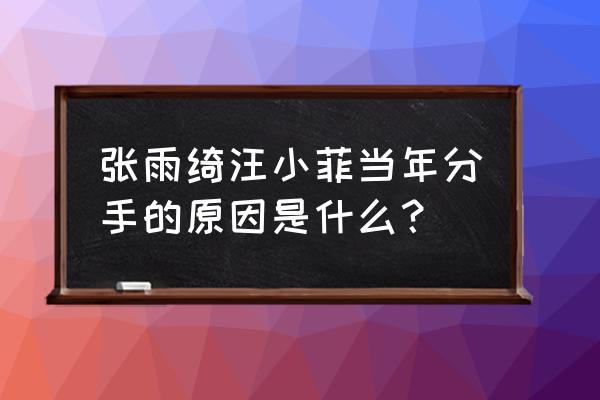 汪小菲张雨绮为什么分手 张雨绮汪小菲当年分手的原因是什么？