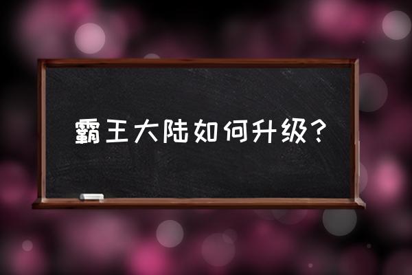 霸王大陆手游 霸王大陆如何升级？