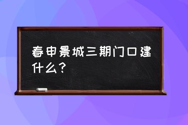 春申景城三期门口建什么 春申景城三期门口建什么？