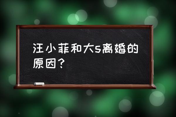 汪小菲大s为什么分手 汪小菲和大s离婚的原因？