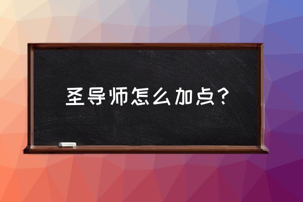 圣导师一转怎么加点 圣导师怎么加点？