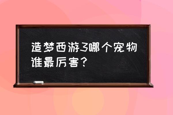 造梦西游宠物哪个好 造梦西游3哪个宠物谁最厉害？