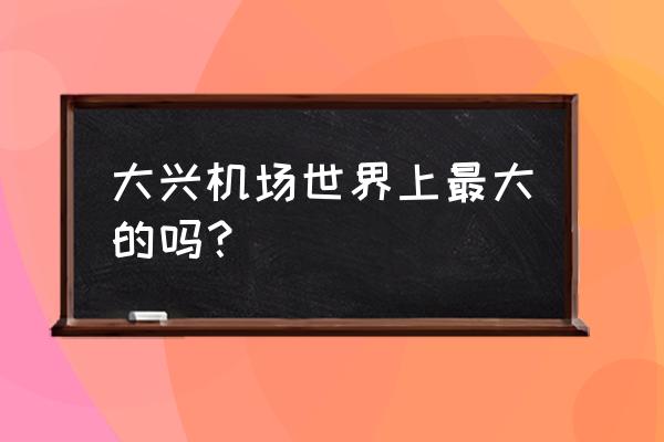 北京大兴机场世界最大 大兴机场世界上最大的吗？