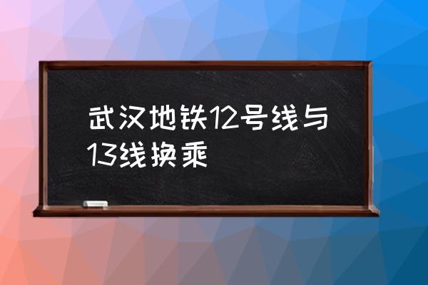 武汉12号线全线线路 武汉地铁12号线与13线换乘