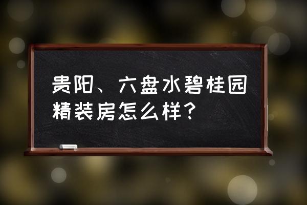 铜仁碧桂园 贵阳、六盘水碧桂园精装房怎么样？