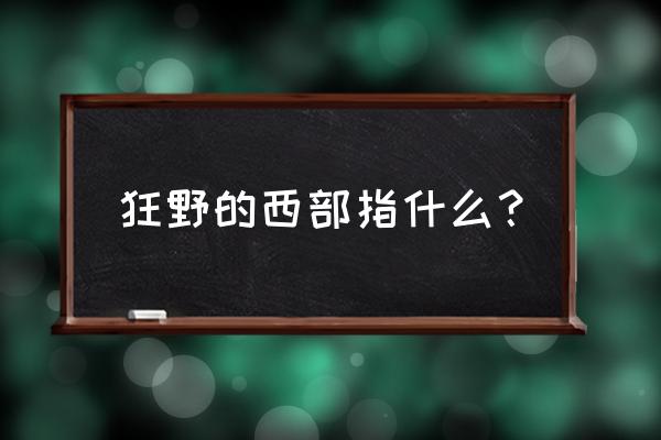 狂野西部有几部 狂野的西部指什么？