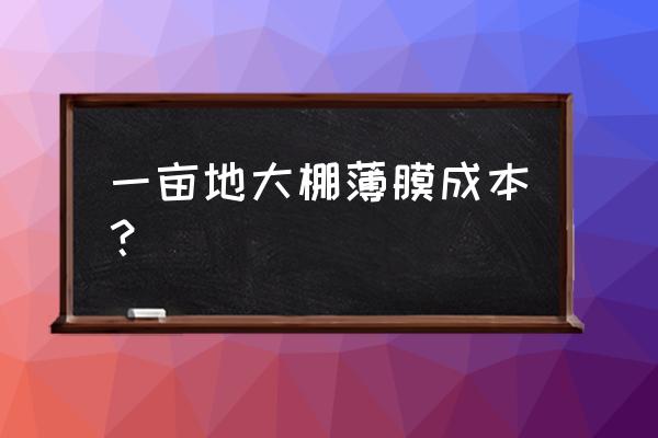 一亩塑料大棚的造价 一亩地大棚薄膜成本？