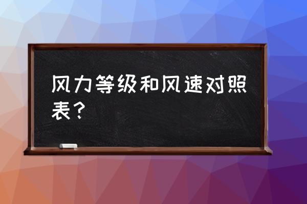 风级与风速对比 风力等级和风速对照表？