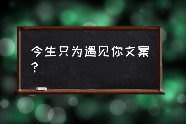 一开始只为找到你 今生只为遇见你文案？