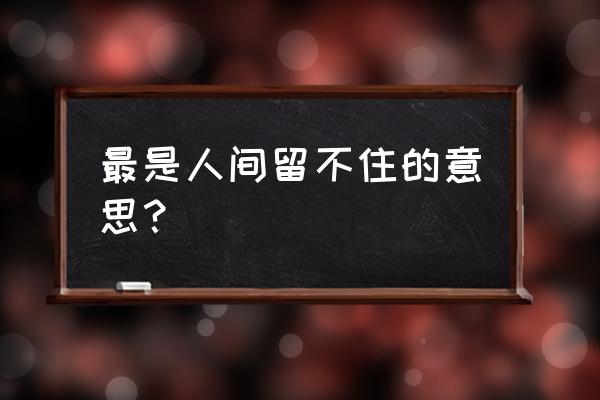 王国维蝶恋花最是人间 最是人间留不住的意思？