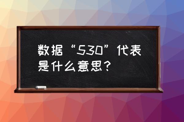 530是什么意思啊 数据“530”代表是什么意思？