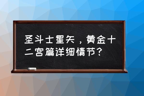 圣斗士星矢黄金十二宫篇 圣斗士星矢，黄金十二宫篇详细情节？