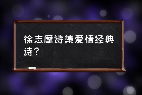 徐志摩最著名爱情诗 徐志摩诗集爱情经典诗？